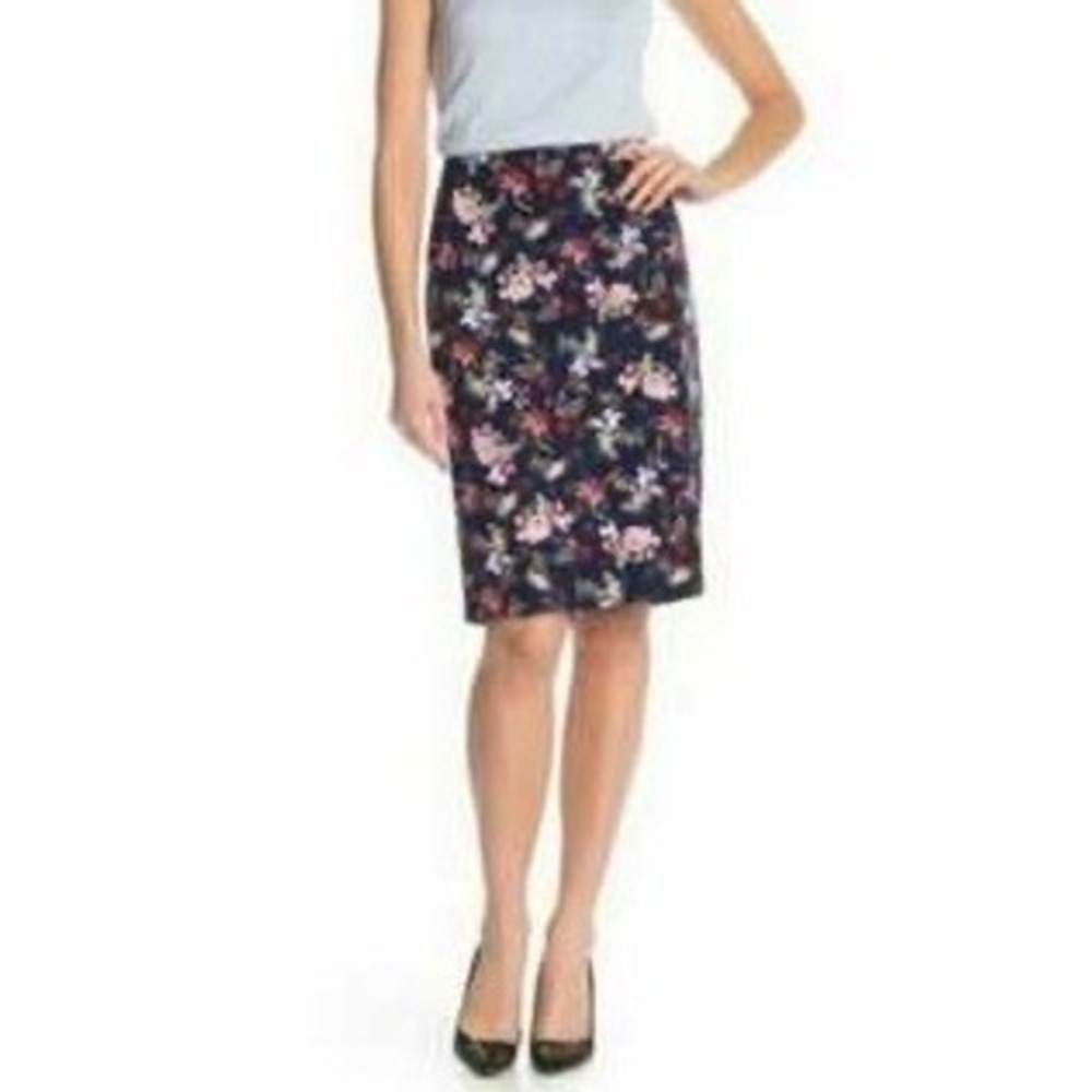 Philosophy Navy Floral Pencil Skirt Size 10 Knee Length Preppy Interview Office